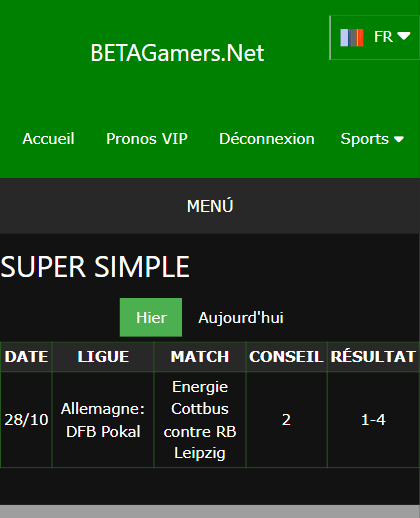 pari VIP gagné ticket